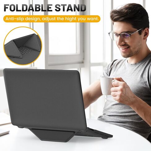 حافظة HXCASEAC متوافقة مع حافظة MacBook Pro مقاس 13 بوصة 2022 2020 مع حامل قابل للطي، غطاء حماية صلب مضاد للخدش لـA2338، A2289، A2251، A2159، A1989 قماش، أزرق داكن in Kuwait