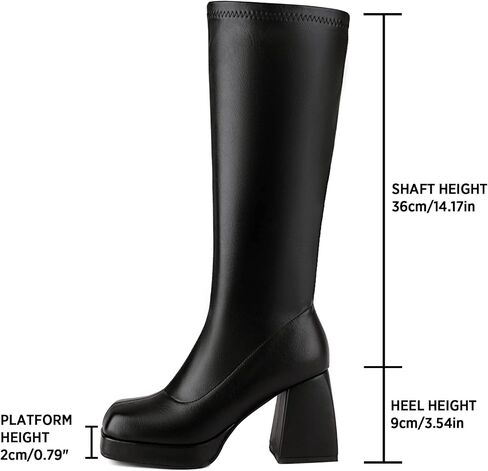 Sovanyou Black Leather Boots Platfor in Kuwait