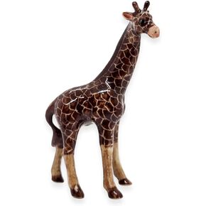 Tiny 2¾" High Brown Standing Giraffe Figurine - Miniature Hand Made Painted Ceramic Tropical Savanna Africa Wild Life Animal Porcelain Clay Decorative Collectible Figurines Home Décor Gifts