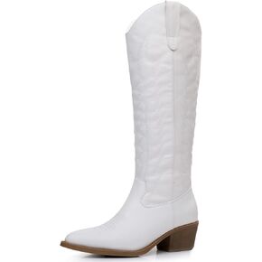 GLOBALWIN Women's Knee High Long Pointed Toe Western Cowboy Boots For Women