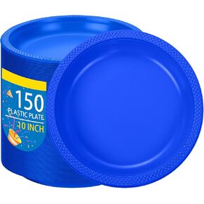 WELLIFE 7 Inch Black Dessert Plates 150 Count, Black Plastic Plates for Party, Black Plastic Dessert Plates, Disposable Cake Plates for Dessert, Appetizers and Salad