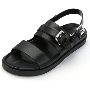 CosyFever Women's Flat Footbed Sandals Slip On Adjustable Back Strap Comfortable Walking Shoes for Summer Work Casual Outfits