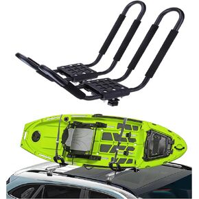 ECOTRIC Universal Kayak Roof Rack J-Bar Rack HD Kayak Carrier Holder Canoe Boat Surf Ski Board Roof Top Mounted on Crossbar for Car SUV Truck - Set of 2