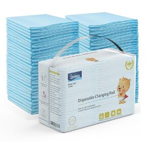 Zdolmy 100 Pack Baby Disposable Changing Pads, Disposable Underpads Waterproof Diaper Changing Pad, Super Soft, Ultra Absorbent & Waterproof, Breathable Underpads Bed Table Protector Mat