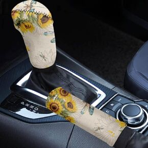 FOR U DESIGNS Comfortable Car Interior Accessiores for Women Men Shift Knob Cover Car Handbrake Cover Tie Dye Pattern 2 Pieces Set