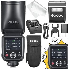 GODOX V100 S GODOX Flash for Sony – Global Shutter,Touchscreen Control,100W TTL Camera Flash GODOXV1 for Sony Upgraded,70 Full Power Consecutive Flashes, Camera Flash for a7iii etc