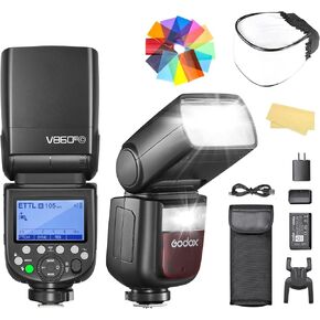 Godox V860III-S Camera Flash for Sony 480 Full-Power Speedlite Light with 2600mAh Li-ion Battery 10 Levels LED Modeling Light 2.4G Wireless HSS 1/8000 1.5s Recycle Time (V860III-S)