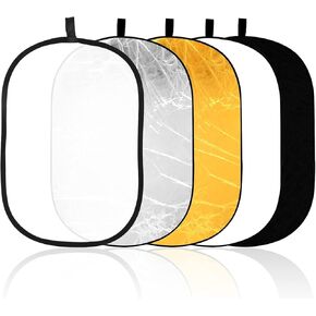EMART 24'' x 36''(60 x 90cm) 5 in 1 Photo Collapsible Photography Reflector with Bag, Large Oval Portable Panel for Studio Video, Portraint, Outdoor Shooting -Translucent, White, Silver, Gold, Black