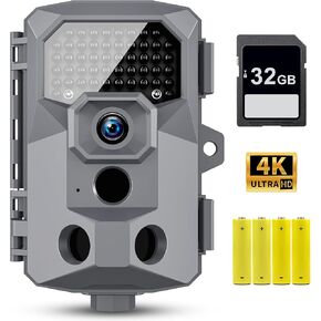 Trail Game Camera - 4K 48MP Hunting Camera with Night Vision 0.1s Trigger Motion Activated, IP66 Waterproof Deer Camera 130°Wide Angle with 48pcs No Glow LEDs for Outdoor Wildlife Monitoring