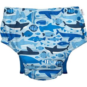 i play. by green sprouts Reusable, Eco Snap Swim Diaper with Gussets, UPF 50, 12 mo, Blue Undersea, Patented Design, STANDARD 100 by OEKO-TEX Certified