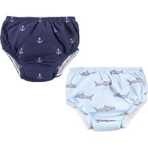 Hudson Baby Unisex Baby Swim Diapers, Blue Whale Navy Anchor, 0-6 Months