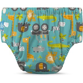 Charlie Banana Reusable Swim Diaper, Washable, with Easy On and Off Snaps for Baby Girls Boys, Soft and Snug Waterproof Fit to Prevent Leaks - Dinosaurs, Size L (22-34 lbs)