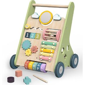 Wooden Baby Walker, Montessori Walker for Babies 6-12 Months, Push Walking Toys for 1 Year Old Learning to Walk