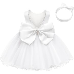 LZH Baby Girls Dress Lace Lace Bowknot with headwear pageant party flower dresses