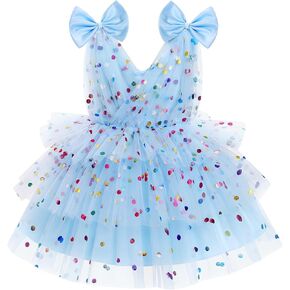 IMEKIS Toddler Girls Butterfly Birthday Dress Rainbow Tulle Formal Wedding Party Ruffle Tutu Dresses Photo Shoot