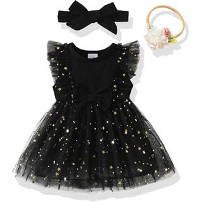 Renotemy Baby Girl Flower Dress Summer, Tutu Tulle Boho Princess Wedding Birthday Party Dresses for Infant Girls 0-18 Months