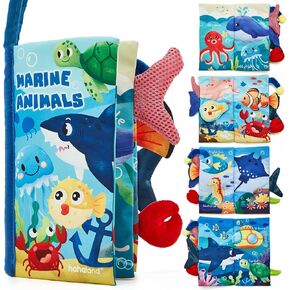 hahaland Baby Books 0-6 Months, Infant Tummy Time Toy High Contrast Sensory Toys 6 to 12 Months Touch Feel Book Baby Gifts for Boy Girl 0-3 Month Easter Basket Stuffers