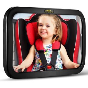 Baby Car Mirror, DARVIQS Seat Safely Monitor Infant Child in Rear Facing Seat, Wide View Shatterproof Adjustable Acrylic 360°for Backseat, Crash Tested and Certified for Safety