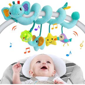 Baby Crib Hanging Rattles Toys - Infant Baby Worm Crib Bed Around Rattle Bell Cartoon Insect Spiral Hanging Toy with Ringing Bell for Infants Bed Stroller Car Seat Bar for Babies Boys and Girls