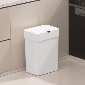Touchless Motion Sensor Bathroom Trash Can with Lid, Automatic Trash Can for Bathroom, 4 Gallons Slimline for Bedroom, Office，Kitchen，Bathroom Garbage Can, 15L