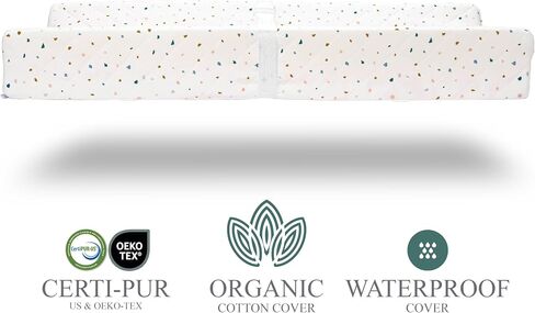 Organic Cotton Covered Contoured Baby Changing Pad | Waterproof Foam Mattress, Soft, Removable & Washable Cover, Safety Strap, Non-Slip Bottom, Topper for Standard Size Infant Diaper Table & Dresser in Saudi Arabia