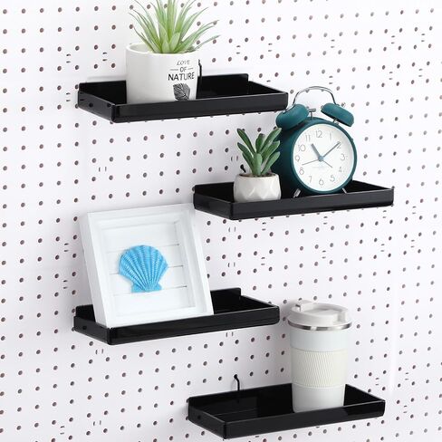 4 Set Pegboard Shelves, Clear Acrylic Shelf with Metal Hooks Pegboard Tray Pegboard Accessories Organizing Tools Wall Organizer for Pegboard Display Wall Craft Room Home Garage Workbench in Saudi Arabia