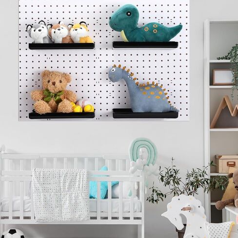 4 Set Pegboard Shelves, Clear Acrylic Shelf with Metal Hooks Pegboard Tray Pegboard Accessories Organizing Tools Wall Organizer for Pegboard Display Wall Craft Room Home Garage Workbench in Saudi Arabia
