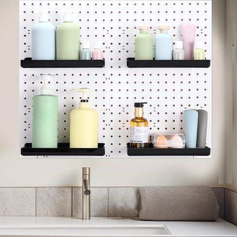 4 Set Pegboard Shelves, Clear Acrylic Shelf with Metal Hooks Pegboard Tray Pegboard Accessories Organizing Tools Wall Organizer for Pegboard Display Wall Craft Room Home Garage Workbench in Saudi Arabia