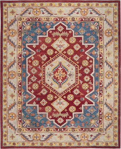 SAFAVIEH Antiquity Collection 2'3" x 8' Red/Blue AT503Q Handmade Traditional Oriental Premium Wool Runner Rug in Saudi Arabia