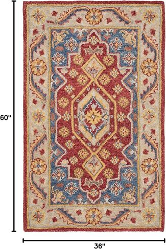 SAFAVIEH Antiquity Collection 2'3" x 8' Red/Blue AT503Q Handmade Traditional Oriental Premium Wool Runner Rug in Saudi Arabia