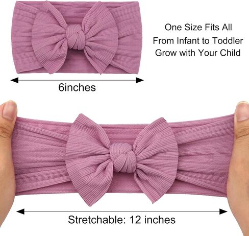 CÉLLOT 10 Colors Super Stretchy Soft Knot Hair Bows Baby Girl Headbands | Nylon Head Wrap For Newborn Baby Girls Infants Toddlers Kids in Kuwait