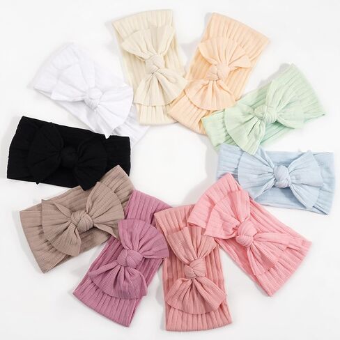 CÉLLOT 10 Colors Super Stretchy Soft Knot Hair Bows Baby Girl Headbands | Nylon Head Wrap For Newborn Baby Girls Infants Toddlers Kids in Kuwait