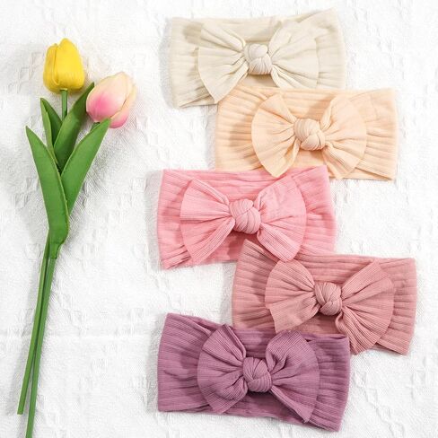 CÉLLOT 10 Colors Super Stretchy Soft Knot Hair Bows Baby Girl Headbands | Nylon Head Wrap For Newborn Baby Girls Infants Toddlers Kids in Kuwait
