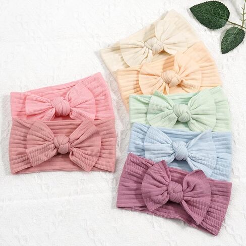 CÉLLOT 10 Colors Super Stretchy Soft Knot Hair Bows Baby Girl Headbands | Nylon Head Wrap For Newborn Baby Girls Infants Toddlers Kids in Kuwait