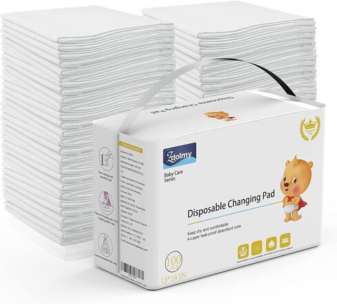 Zdolmy 100 Pack Baby Disposable Changing Pads, Disposable Underpads Waterproof Diaper Changing Pad, Super Soft, Ultra Absorbent & Waterproof, Breathable Underpads Bed Table Protector Mat in Saudi Arabia