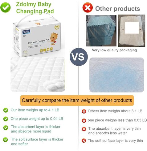 Zdolmy 100 Pack Baby Disposable Changing Pads, Disposable Underpads Waterproof Diaper Changing Pad, Super Soft, Ultra Absorbent & Waterproof, Breathable Underpads Bed Table Protector Mat in Saudi Arabia