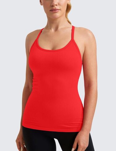 CRZ YOGA Seamless Workout Tank Tops for Women Racerback Athletic Camisole Sports Shirts with Built in Bra in Saudi Arabia