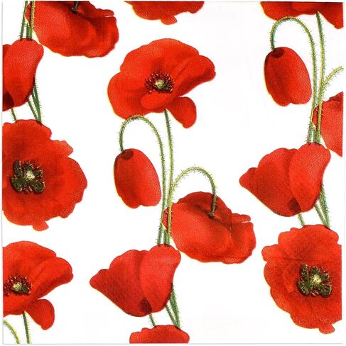 Gift Boutique 100 Poppy Floral Guest Napkins 3 Ply Decorative Hand Napkin Red Poppies Flowers Disposable Paper Towels for Toilet Powder Room Wedding in Saudi Arabia