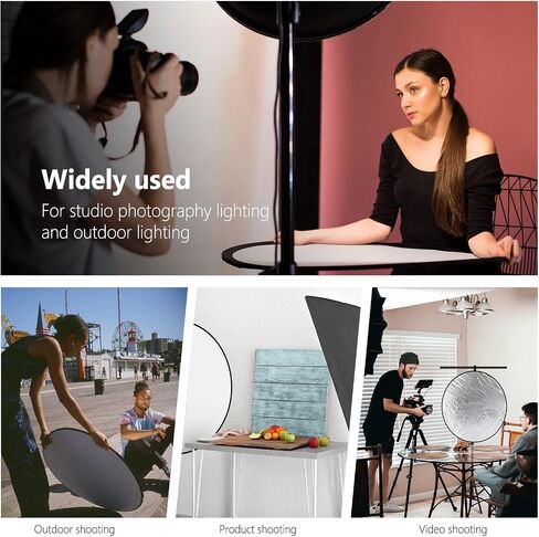 NEEWER 80cm Light Reflector with Handle & 3/8" Thread, 5 in 1 Foldable Round Light Diffuser, Translucent/Silver/Gold/White/Black for Studio or Outdoor Photo Lighting, RF-110II in Saudi Arabia