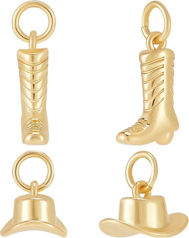 Beebeecraft 8Pcs 2 Styles Cowboy Boot Charms Cowboy Hat Boot Charm Platinum Plated Brass Vintage Tibetan Dangle Western Cowboy Pendants Charms for Jewelry Making Charms Bracelets Necklaces DIY Crafts in Saudi Arabia