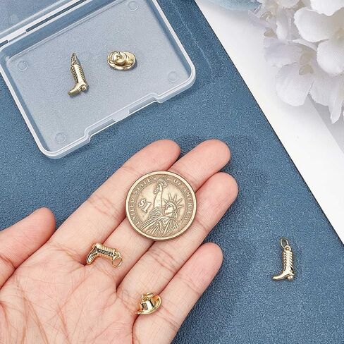 Beebeecraft 8Pcs 2 Styles Cowboy Boot Charms Cowboy Hat Boot Charm Platinum Plated Brass Vintage Tibetan Dangle Western Cowboy Pendants Charms for Jewelry Making Charms Bracelets Necklaces DIY Crafts in Saudi Arabia