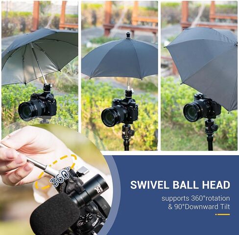 65CM/25.59" Camera Tripod Umbrella with Super Clamp, 360° Adjustable Camera Rain Cover Sun Shade Weather Guard Umbrella for Canon Nikon Sony Fujifilm Xbotgo Cameras Outdoor Photographing Filming in Saudi Arabia