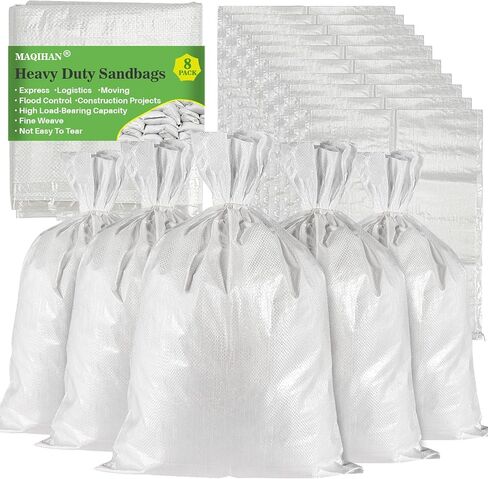 Empty Sand Bags - 8PCS Green Woven Polypropylene Heavy Duty Tear Resistant Sandbags for Hurricane Sand Bags for Flooding Construction Project Storing Dry Materials in Saudi Arabia