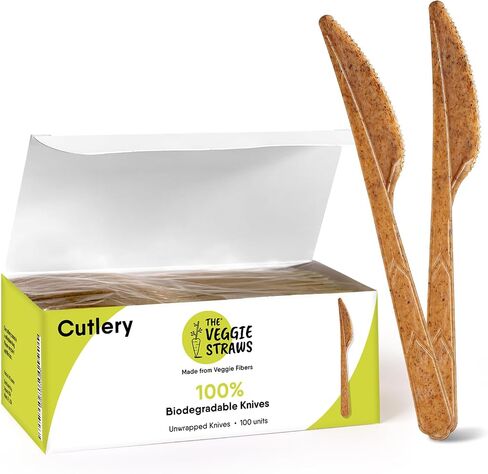 Premium Quality100% Biodegradable Cutlery Made of Vegetable Fibers, 300 PCS of 6.7" Long Heavy-Duty and Splinter Free Eco-Friendly Spoons, Forks & Knives, Perfect Sustainable Cutlery for All Occasions in Saudi Arabia
