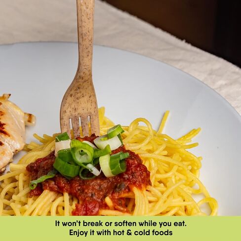 Premium Quality100% Biodegradable Cutlery Made of Vegetable Fibers, 300 PCS of 6.7" Long Heavy-Duty and Splinter Free Eco-Friendly Spoons, Forks & Knives, Perfect Sustainable Cutlery for All Occasions in Saudi Arabia
