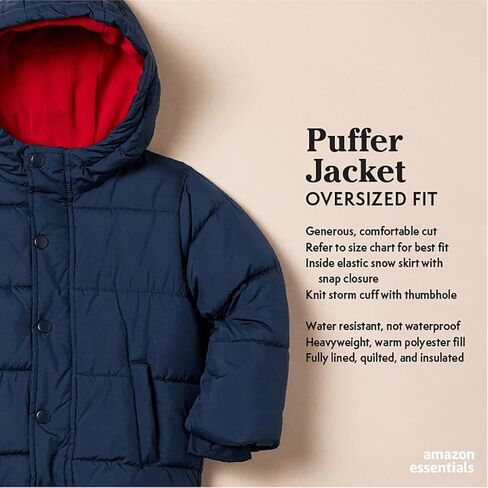 Amazon Essentials Babies, Toddlers, and Boys' Heavyweight Hooded Puffer Jacket in Saudi Arabia