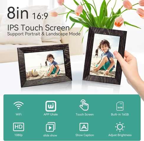 15.6 inch WiFi Digital Picture Frame 32GB Large Storage Digital Photo Frame, IPS HD 1080P Touch Screen Smart Photo Frame, Auto-Rotate, Wall Mountable, Easy Setup to Share Photos/Videos via Uhale APP in Saudi Arabia