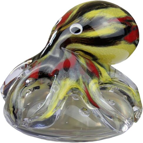 Hand-Blown Glass Octopus Figurine - Colorful Octopus-Vibrant Ocean Theme Décor for Home, Office, Aquarium，Shelf Display-Glass Paperweight in Saudi Arabia