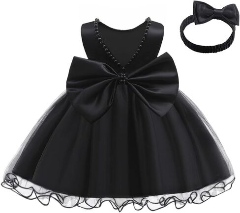 LZH Baby Girls Dress Lace Lace Bowknot with headwear pageant party flower dresses in Kuwait