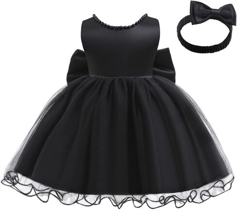 LZH Baby Girls Dress Lace Lace Bowknot with headwear pageant party flower dresses in Kuwait